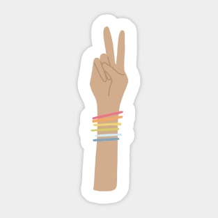 Rainbow 60's Peace Hand Sign Sticker